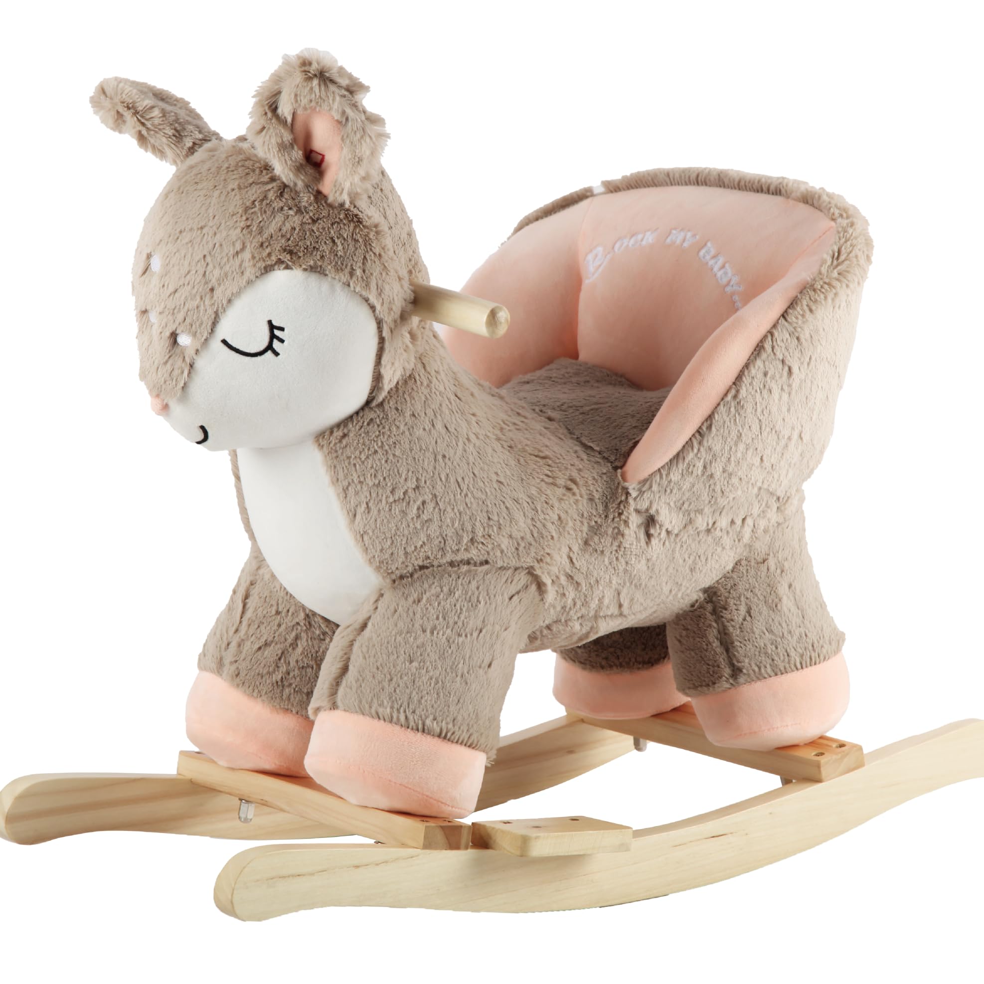 Plush Stuffed Deer Rocking Horse with Chair | Baby Rocker Toy with Sweet Music | Pink Ride-On Animal Toy for Toddlers | CPC Certified Safe | Perfect for Nursery, Playroom & Birthday Gifts