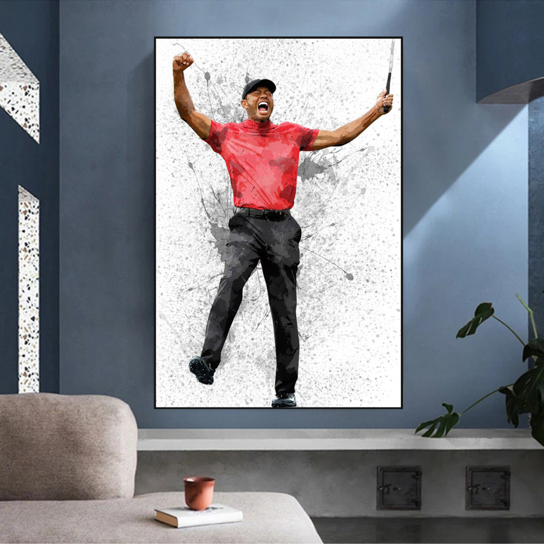 Tiger Woods Canvas Wall Art - Premium Golf Decor for Fans & Enthusiasts | Perfect for Home, Office & Man Cave Decorations
