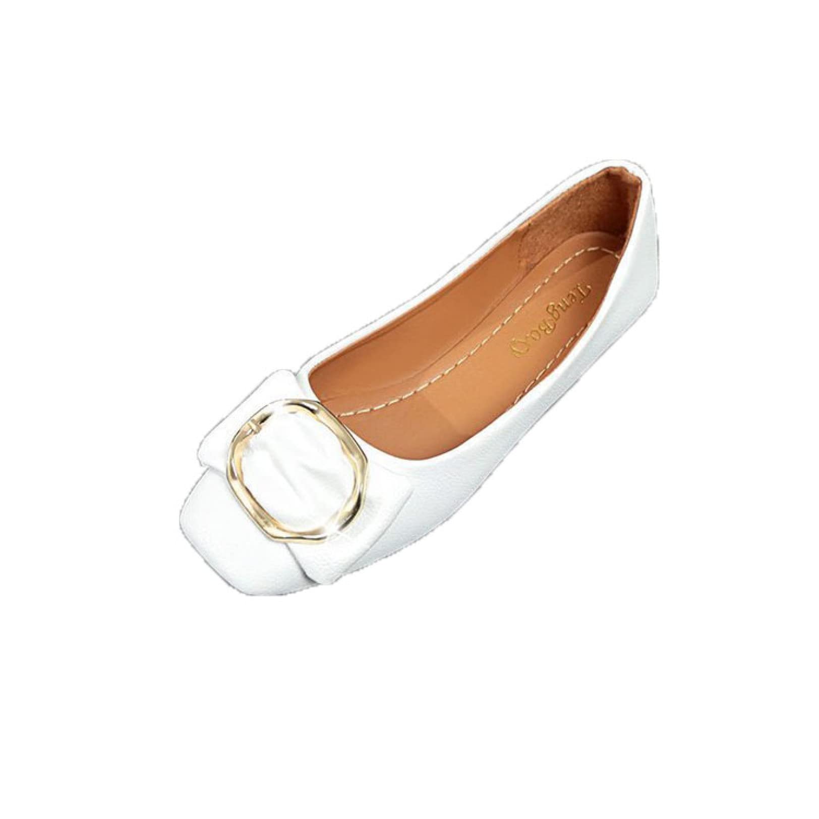 Women's Lightweight Slip-On Flats - Breathable Buckle Closed Toe Walking Shoes - Soft Faux Leather Loafers for Work, Travel & Casual Wear