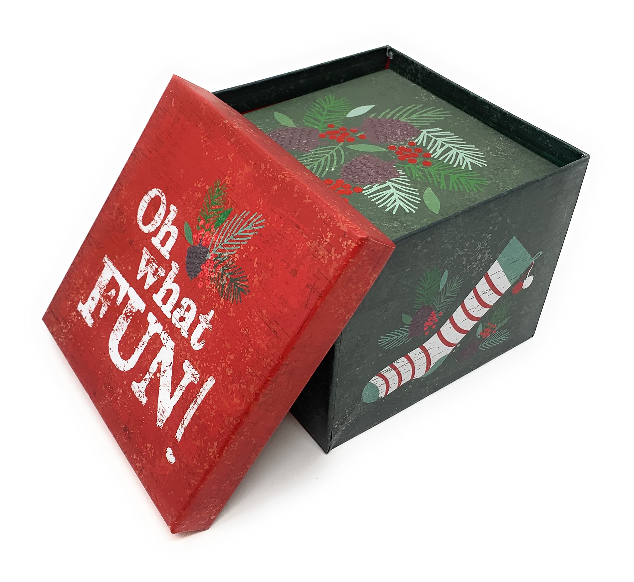 6-Piece Christmas Gift Box Set - Holiday Decor & Wrapping (Holly)