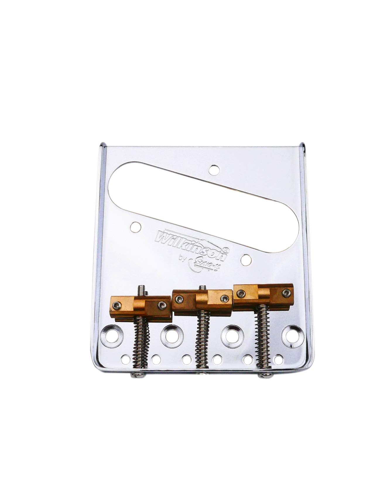 Wilkinson WTB Ashtray Fixed Guitar Bridge with Brass 3-Saddles - Chrome Replacement Bridge for Tele TL Style 6-String Electric & Vintage Guitars | Perfect for Upgrades, Repairs, and Stage Performances