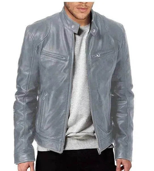 Slim Fit Men's Leather Jacket - Premium Genuine Leather Motorcycle Biker Jacket for Men - Stylish & Comfortable for Casual Wear, Riding & Outdoor Activities