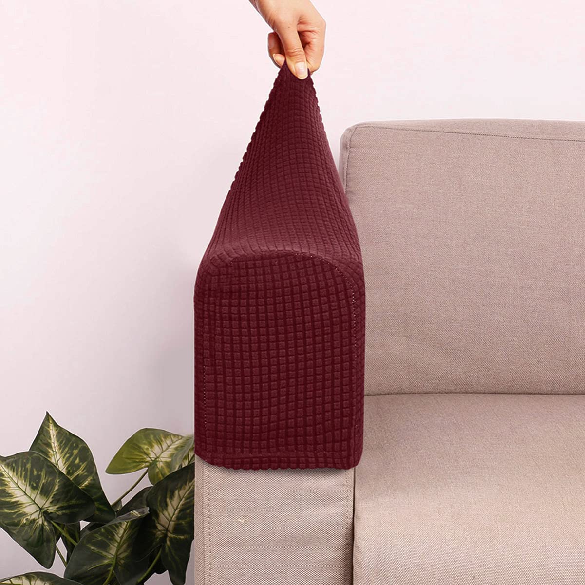 WINOMO 2-Pack Stretchable Jacquard Armrest Covers - Breathable Spandex Sofa Chair Protectors for Living Room Furniture, Recliners & Couches - Perfect for Home, Office and Hospitality Use