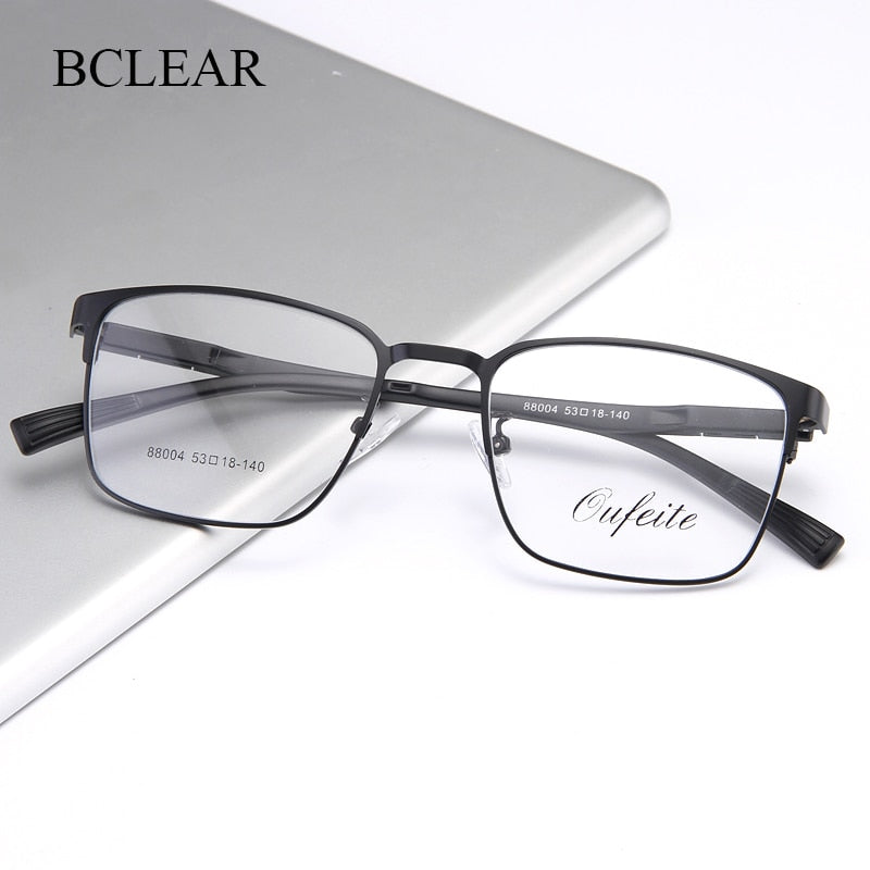 Bclear Men's Full Rim Square TR90 Alloy Eyeglasses Frame My88004 - Lightweight & Durable for Work, Reading & Daily Wear