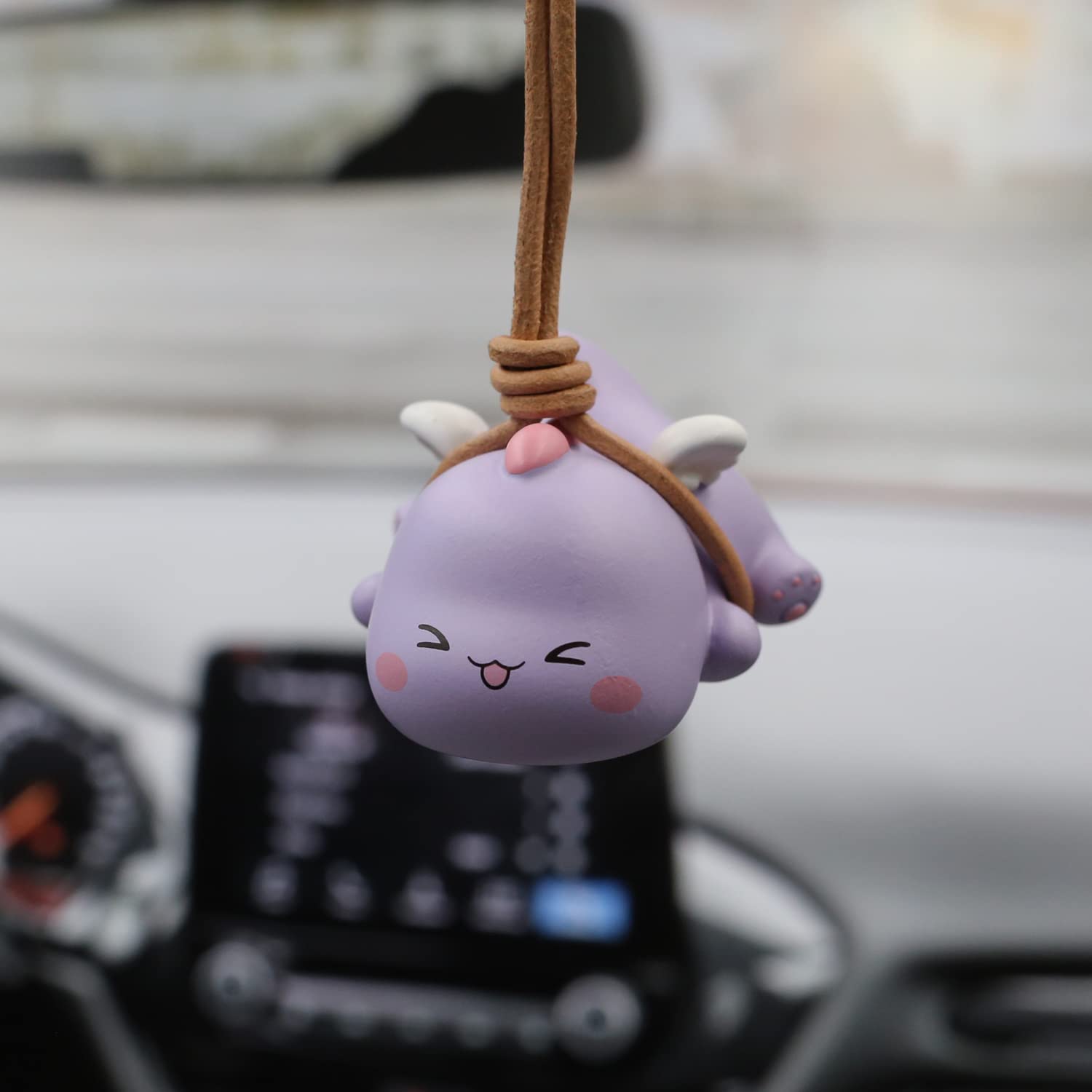 Swinging Dinosaur Car Hanging Ornament - Cute Purple Dinosaur Pendant for Rear View Mirror, Fun Car Decor Accessories, Perfect for Kids' Rooms and Party Decorations