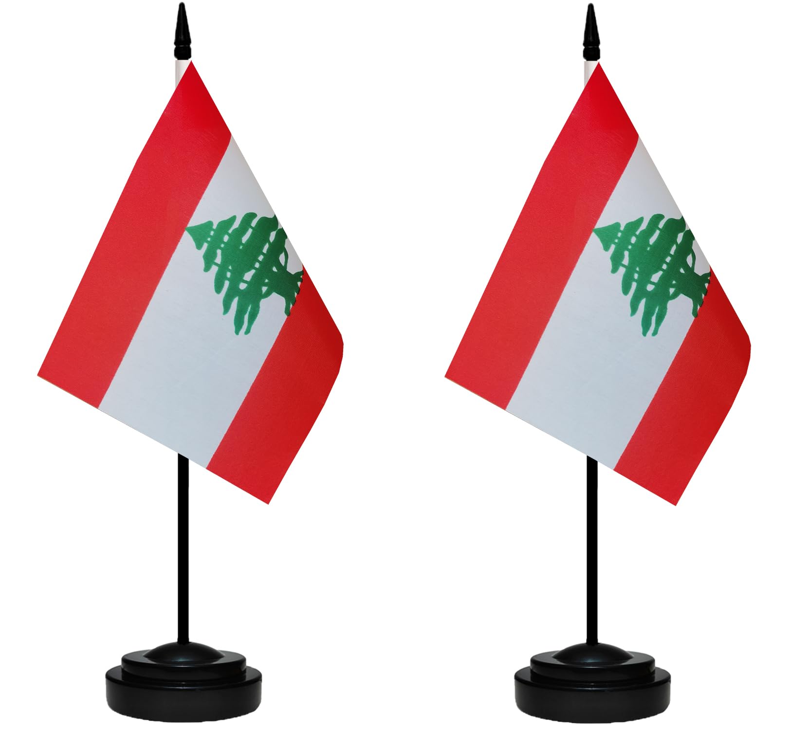 Premium 2-Pack Mini Lebanon Lebanese Desk Flags - 13