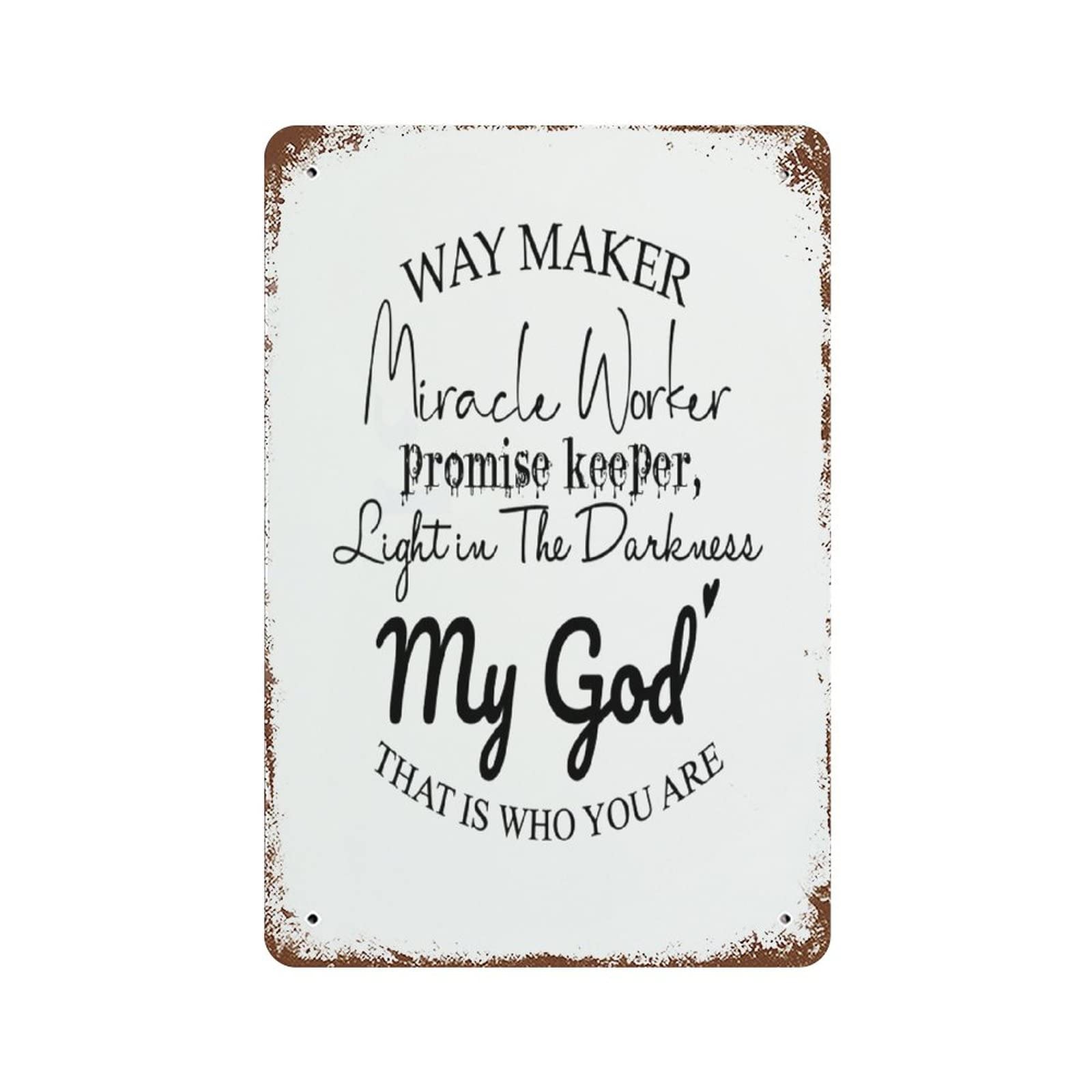VEHFA Vintage Metal Tin Sign - Way Maker Miracle Worker Retro Quote Poster - 12
