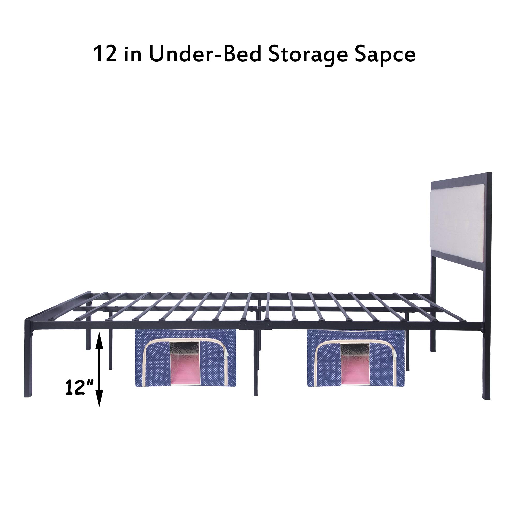 Luckyermore Full Size Bed Frame with Headboard - Heavy Duty Metal Platform, 12