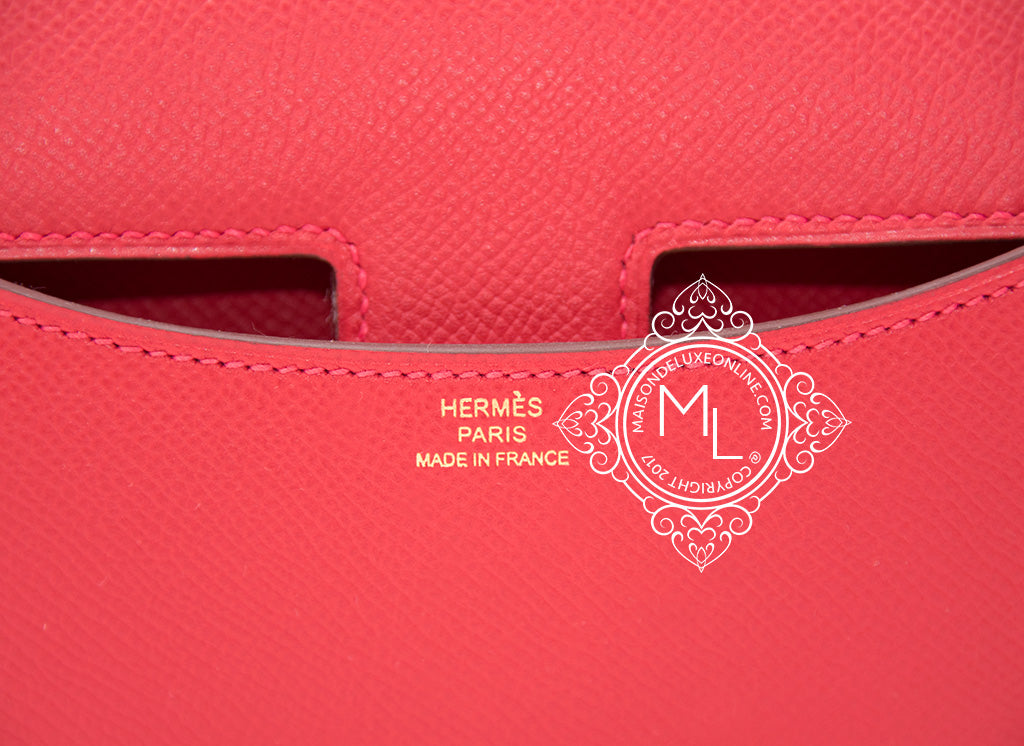 Hermes Constance Mini 18 Rouge Casaque Epsom Leather Crossbody Bag - Luxury Designer Handbag for Women, Perfect for Date Night & Special Occasions