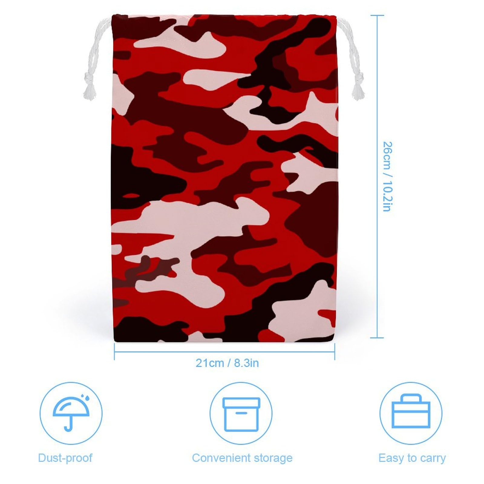 Red & Black Camouflage Cute Muslin Drawstring Bags - Small Reusable Gift Pouches for Jewelry, Party Favors & Storage | Eco-Friendly Canvas Gift Bags for Weddings, Birthdays & Holidays