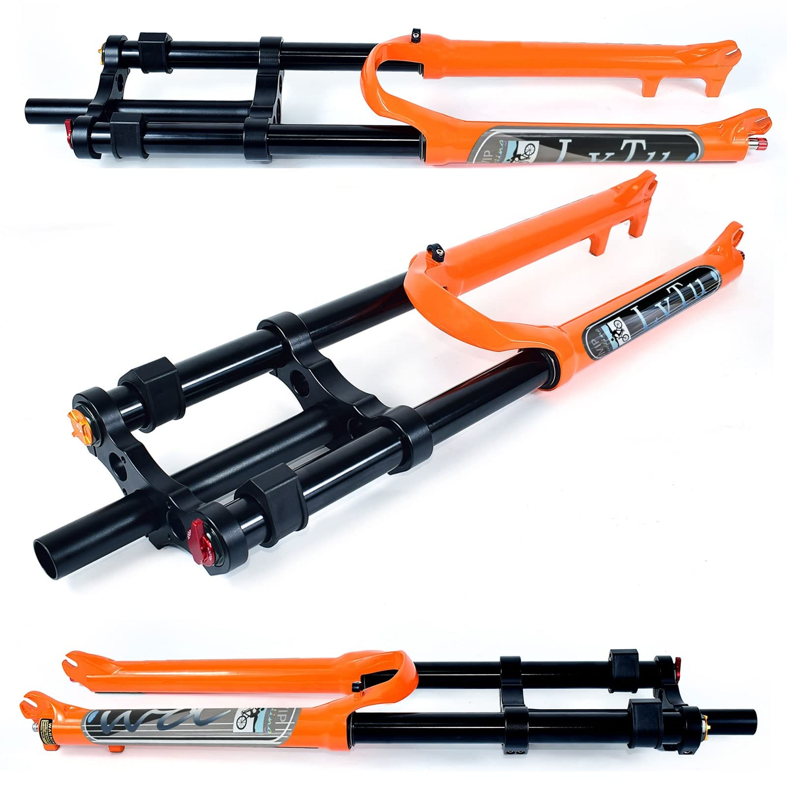 **26/27.5/29 Inch Bike Front Fork - 180mm Travel Air DH Downhill Suspension Forks with Straight Tube, Shock Absorber & Rebound Adjust (Orange, 29 in) - Perfect for Mountain Biking, Trail Riding & Downhill Racing**