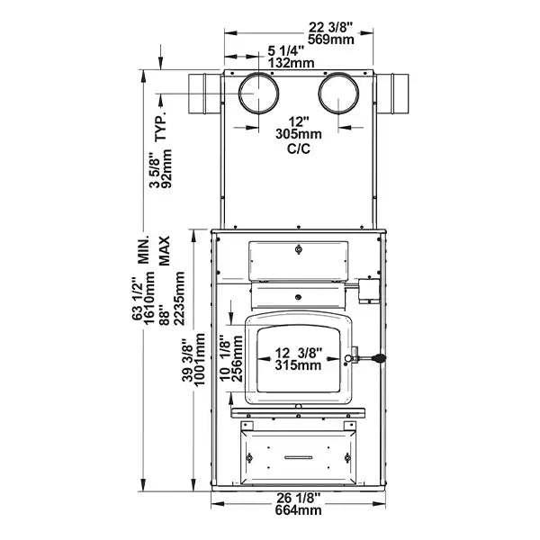 Drolet DF02001 Tundra II CSA Certified 2,500 Sq. Ft. Wood Burning Furnace - Efficient Home Heating for Large Spaces | Perfect for Cabins, Workshops & Rural Homes in Canada