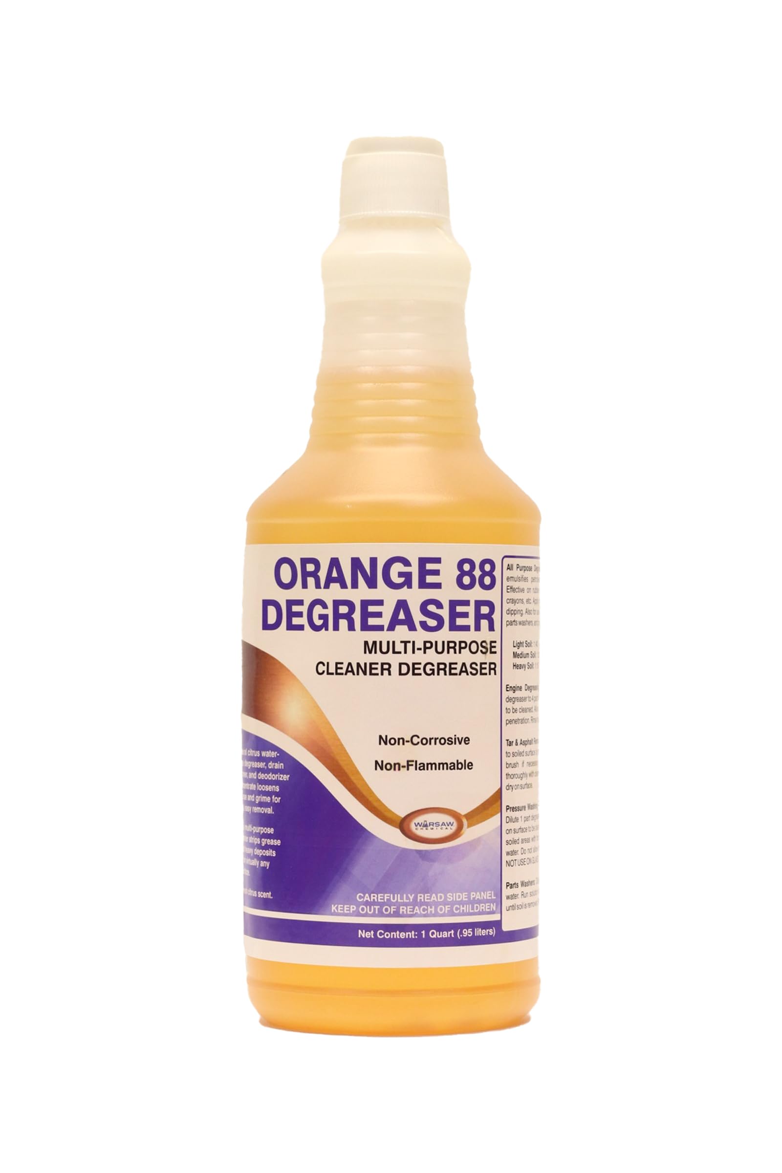 DENCO DISTRIBUTING Warsaw Orange 88 Heavy Duty Degreaser - Industrial Strength Cleaner (12 Quart Bottles per Case) - Perfect for Garage, Workshop, Factory & Commercial Kitchen Deep Cleaning