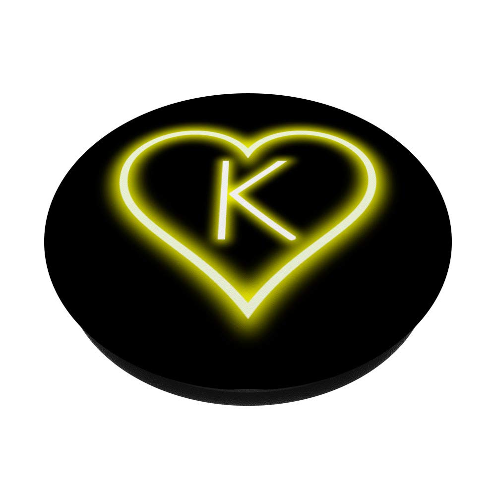 Yellow Heart Letter K Art - Aesthetic Wall Decor for Bedroom & Office