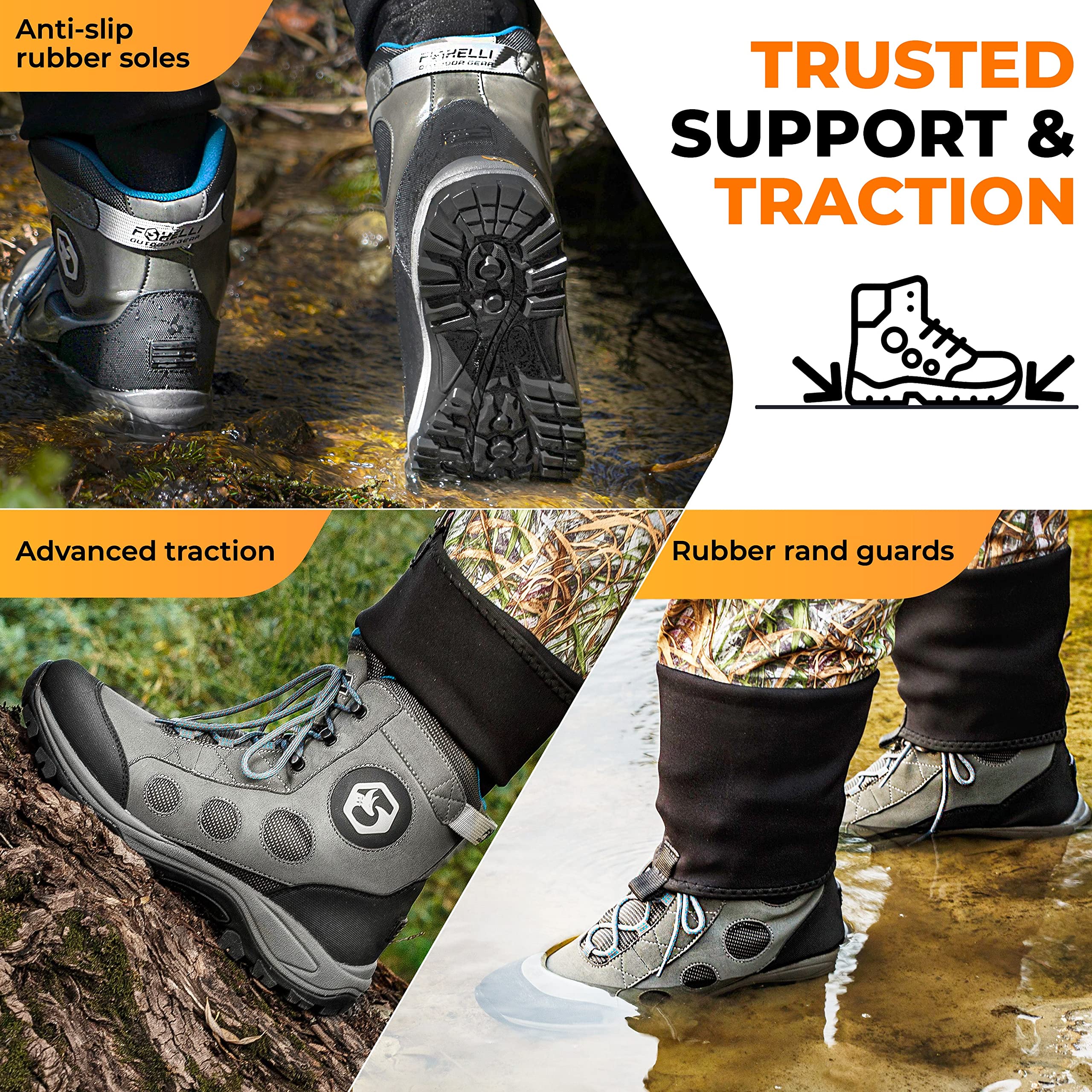 Foxelli Men's Lightweight Wading Boots for Fly Fishing - Non-Slip Rubber Sole Water Shoes for Stream & River Fishing | Perfect for Wading, Hiking & Outdoor Adventures