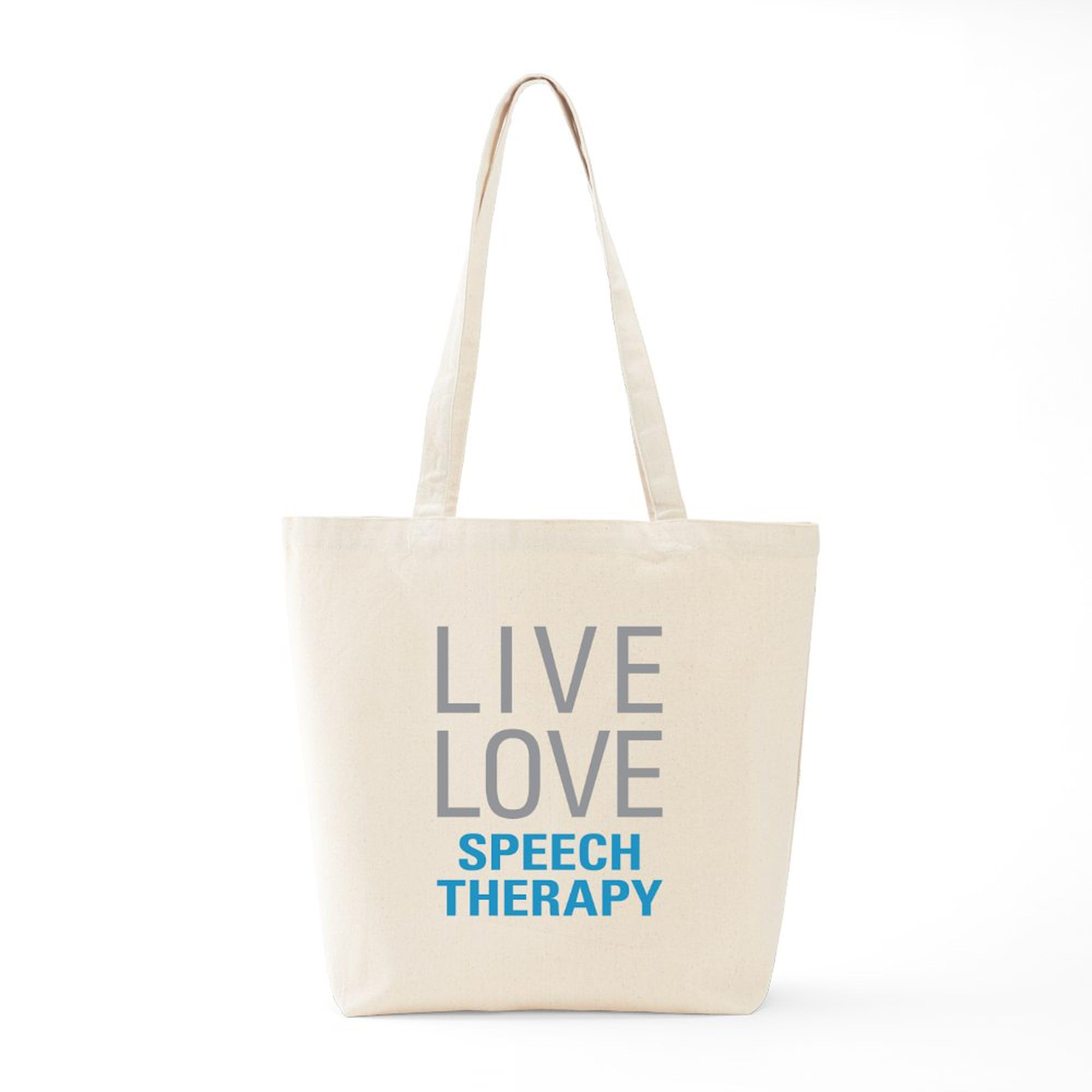 Speech Therapy Tote Bag - Natural Canvas Reusable Shopping Bag for Therapists & Students - Perfect for Work, School & Groceries