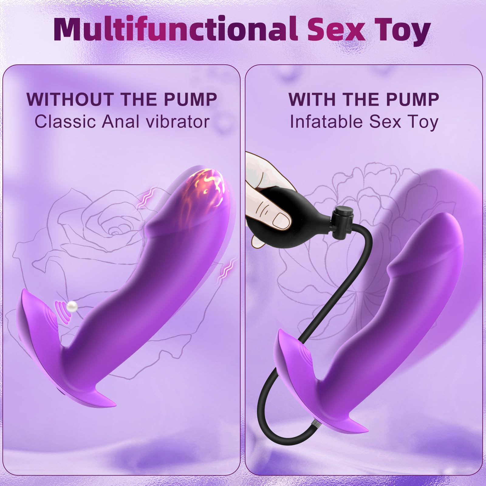 **Inflatable Butt Plug with 10 Vibration Modes & Remote Control – Prostate Massager & G-Spot Stimulator for Men, Women & Couples – Perfect for Couples Play & Solo Pleasure**