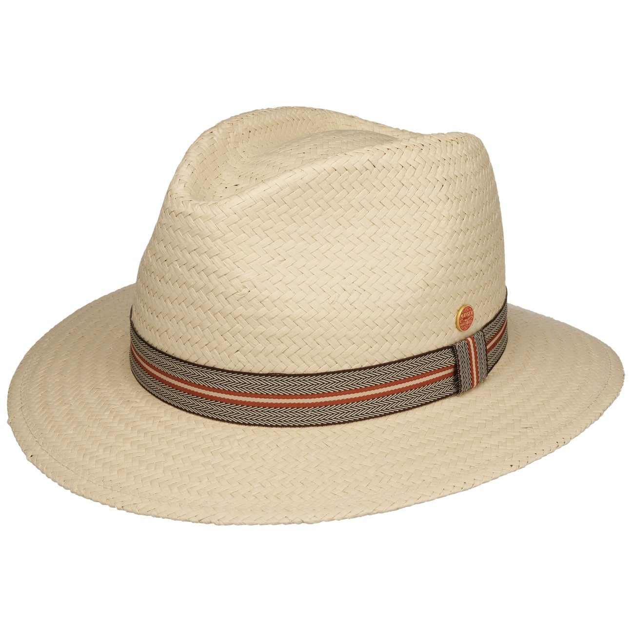 Mayser Mathis Striped Band Straw Hat - Women's Summer Beach Hat for Outdoor, Travel & Vacation