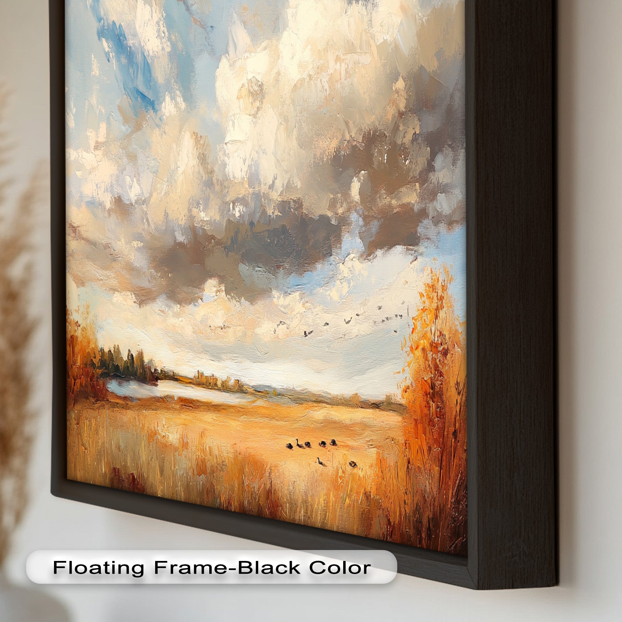 Autumn Meadow Wall Art - Handmade Impressionist Landscape Oil Painting for Living Room, Bedroom & Office Decor