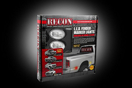 Dually Fender Lenses (4-Piece Set) with 2 Red LED Lights & 2 Amber LED Lights - Clear Lens with Chrome Trim Compatible with Ford Super Duty 1999-2010 Models - Perfect for Truck Customization & Nighttime Visibility Enhancement