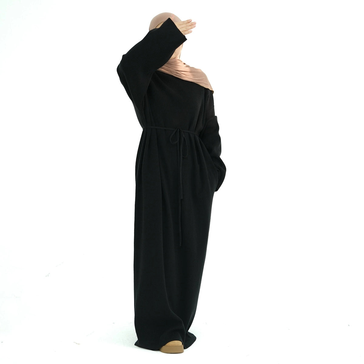 Winter Fall Heavy Thick Knitted Abaya Dress for Women - Modest Islamic Long Dress with Hood - Perfect for Prayer, Mosque & Cold Weather Wear
