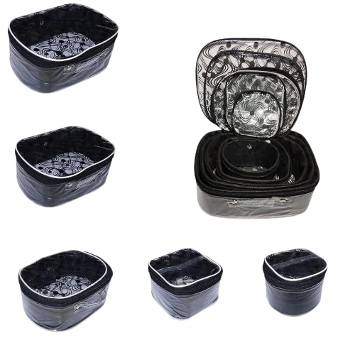AYUSHMAN Enterprise Women's 5-Piece Makeup Organizer Set - Vanity Storage Box for Cosmetics, Bindi & Shaving Essentials | Black PVC | Perfect for Home, Travel & Salon Use