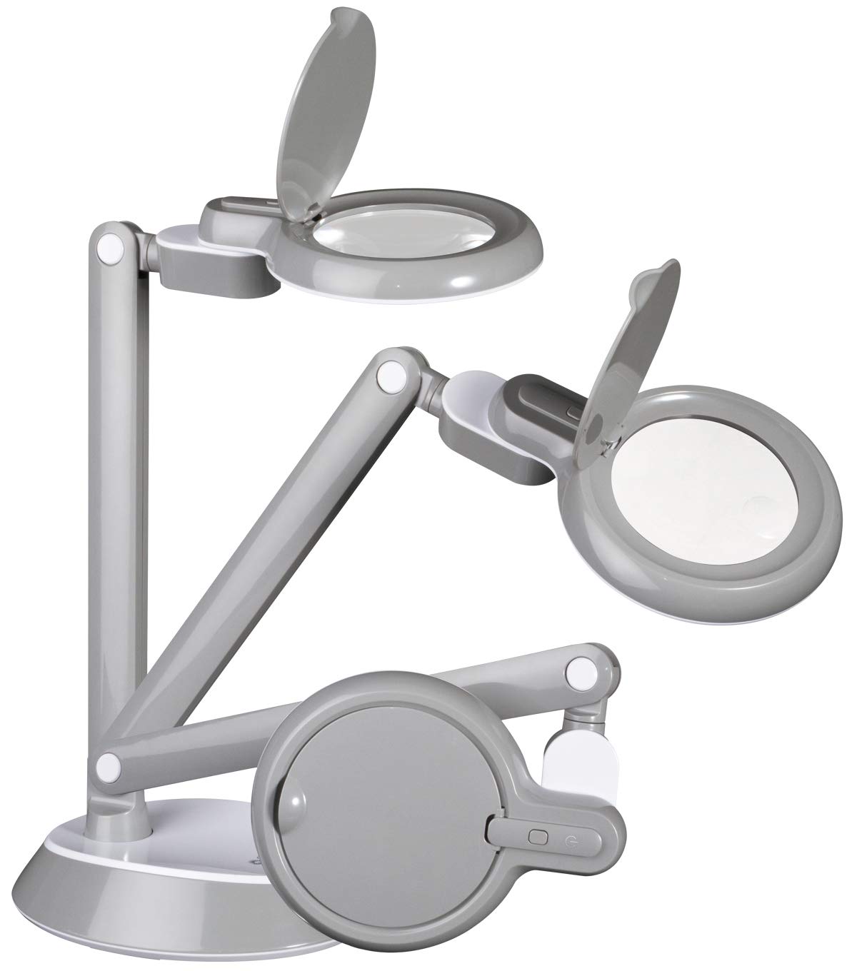 OttLite LED Magnifier Desk Lamp with Optical Grade Lens - Adjustable Arm & Pivoting Head for Crafts, Needlework, Reading & Repair - Space Saving Portable Design for Home, Office & Travel Use