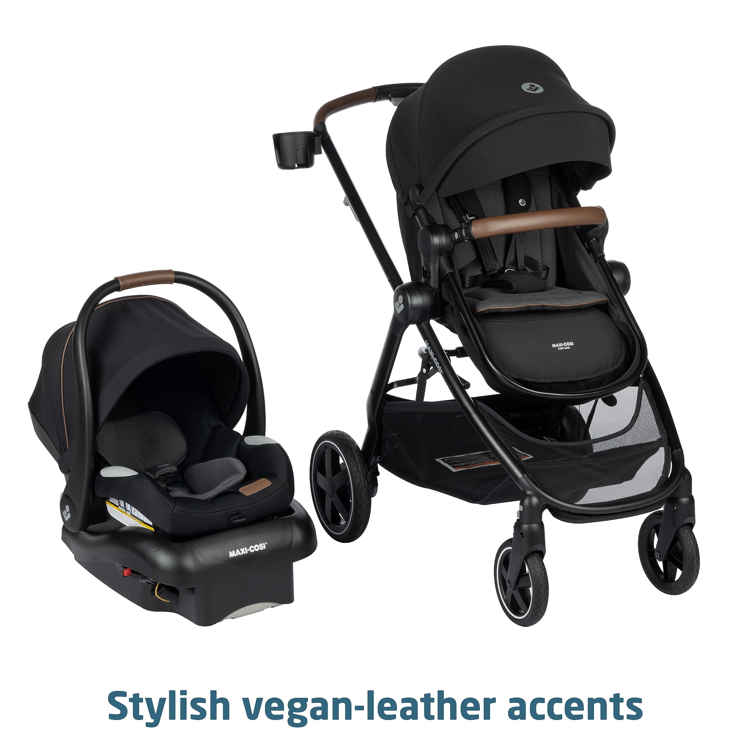 Zelia™ Luxe 5-in-1 Modular Baby Travel System - Convertible Car Seat & Stroller Combo in New Hope Black | Infant Car Seat & Stroller Set for Newborns to Toddlers | Perfect for Air Travel, Shopping & Daily Outings