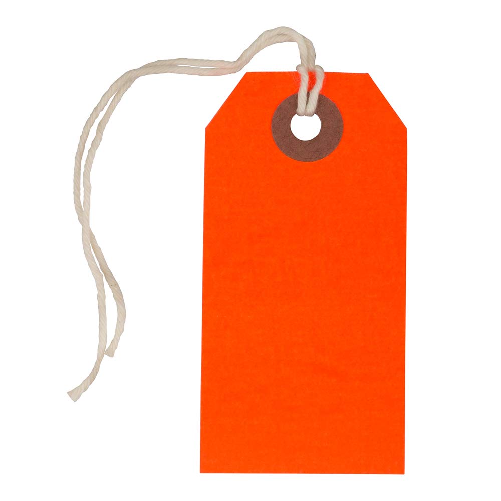 JAM PAPER Small Neon Red Gift Tags with String - 3 1/4