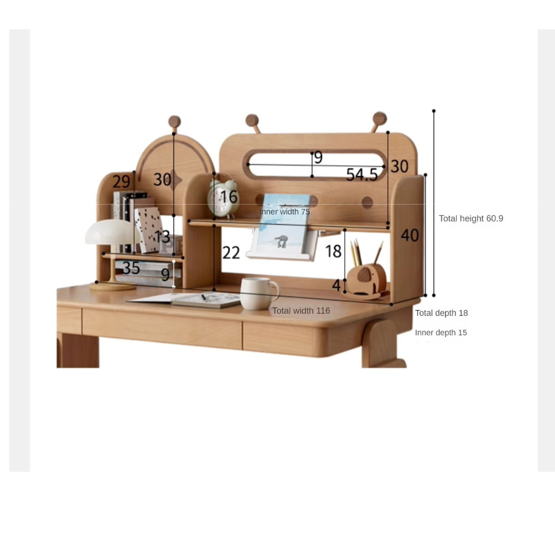 Premium Oak & Beech Solid Wood Multi-Layer Desktop Shelf - Sturdy & Stylish Organizer for Home Office, Study, or Workspace - Perfect for Books, Plants, and Office Supplies