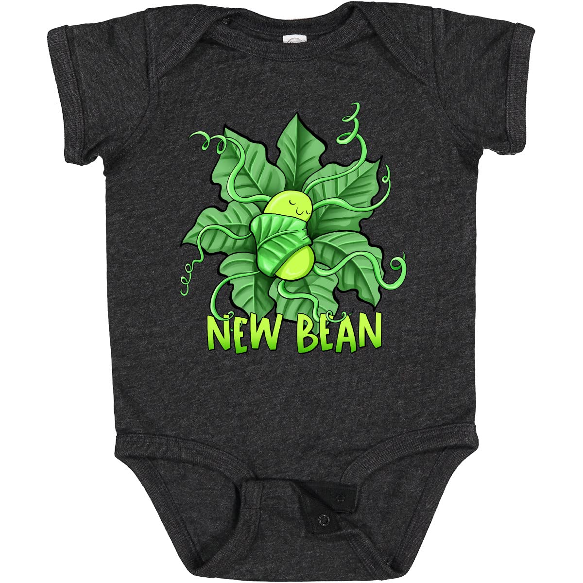 Inktastic New Bean Cute Sleeping Bean in Leaves and Vines Baby Bodysuit - Soft Organic Cotton Infant Onesie for Newborns & Toddlers - Perfect for Playtime, Photo Shoots & Everyday Comfort