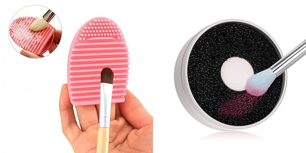 COSLUXE Makeup Brush Cleaning Tool - Quick Cleaner Sponge Box & Silicone Brush Cleaner - Remove Eyeshadow & Makeup Residue - Perfect for Home, Travel & Professional Makeup Artists