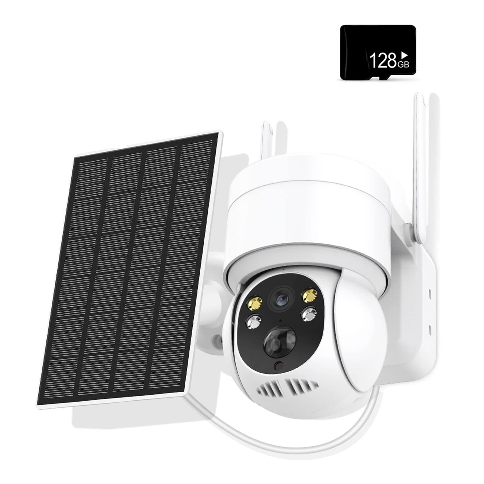 SilteD Solar Security Camera Outdoor - 1080P HD WiFi Wireless Surveillance IP Camera with Solar Panel, 7800mAh Battery & PIR Human Detection (Includes 128GB Card) - Ideal for Home, Yard, Garage & Business Security Monitoring