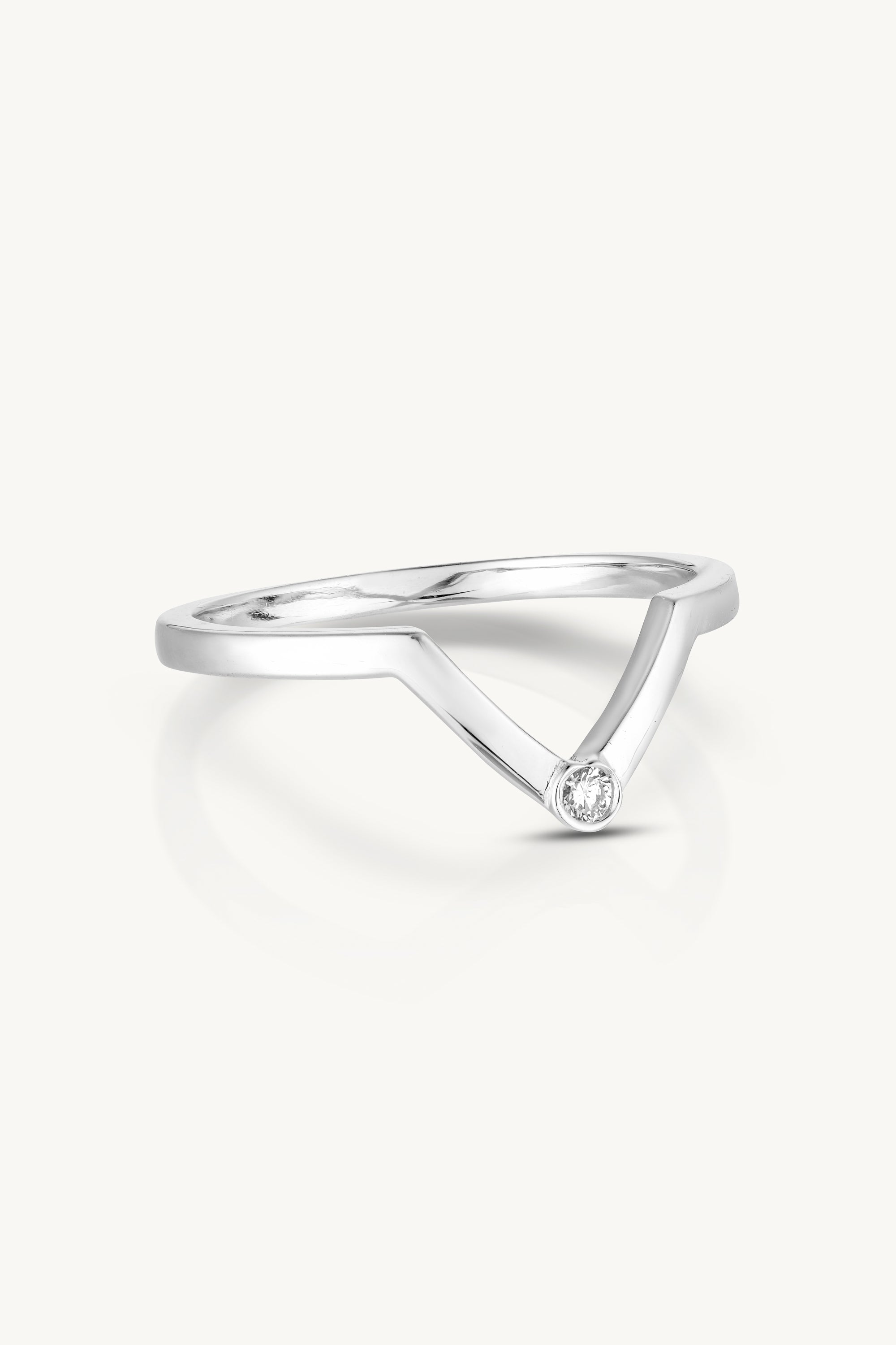 White Diamond White Gold Chevron Band Ring - Elegant Stackable Wedding Band for Women, Perfect for Bridal, Anniversary & Everyday Wear