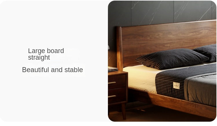 Solid Black Walnut Wood Bed Frame - Queen Size, Natural Wood Grain, Sturdy Platform Bed - Perfect for Modern, Farmhouse & Rustic Bedroom Decor