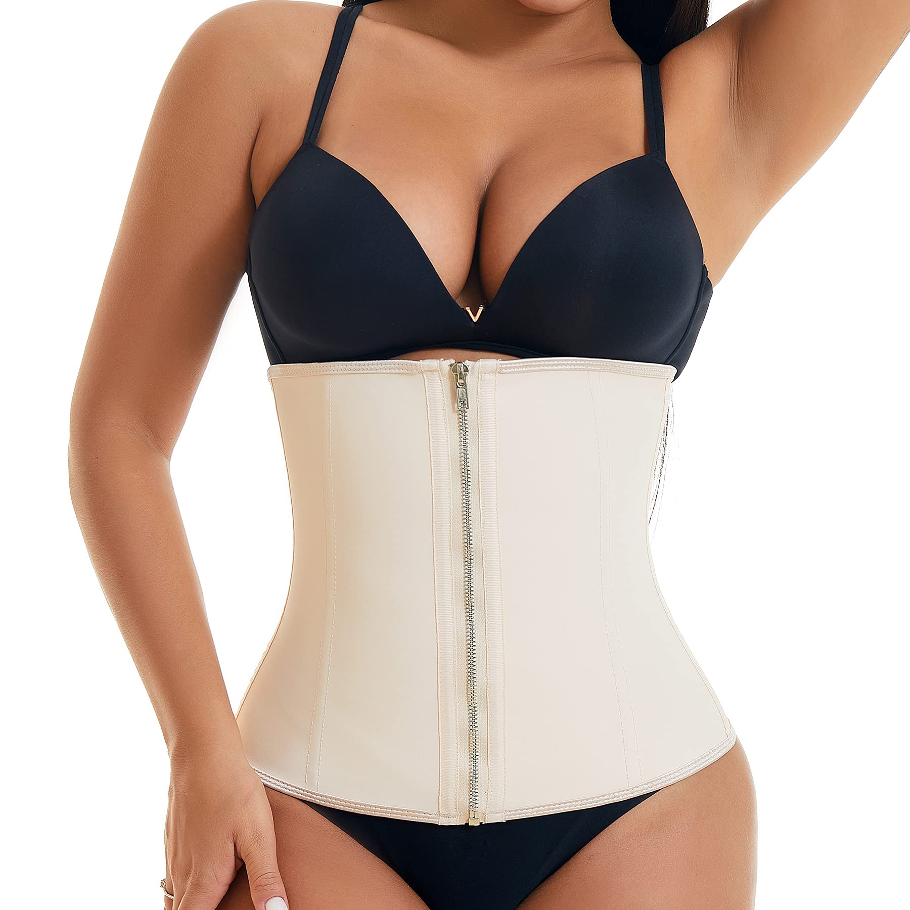 EESIM Latex Waist Trainer for Women - Sport Girdle Corset with Steel Bones & Extender - Body Shaper for Workouts, Postpartum Recovery & Everyday Slimming