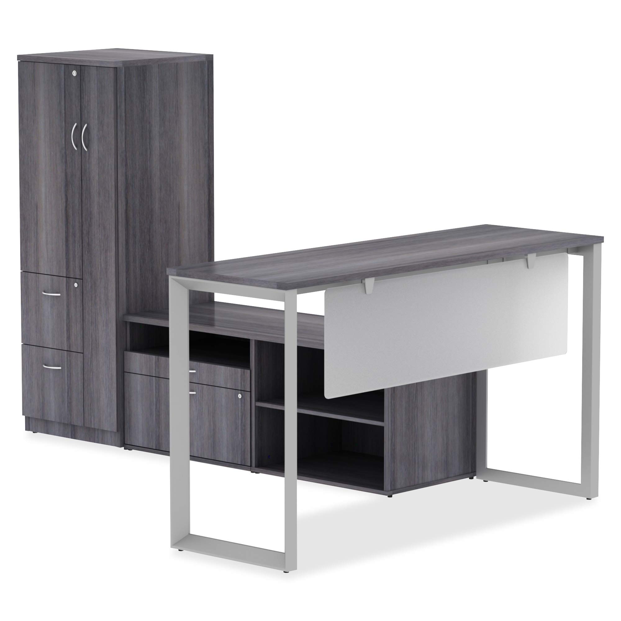 Lorell Relevance Series Charcoal Laminate Office Desk - Modern Workstation for Home & Business - Perfect for Small Spaces, Home Offices & Corporate Environments