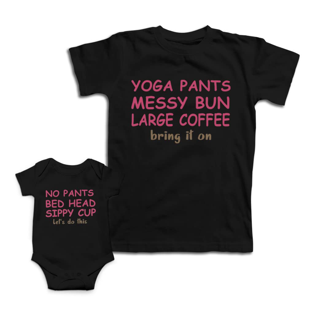 Mother and Baby Matching Outfits - Cotton No Pant Yoga Set with Messy Bun Headband - Perfect for Mother's Day, Family Photos & Casual Wear