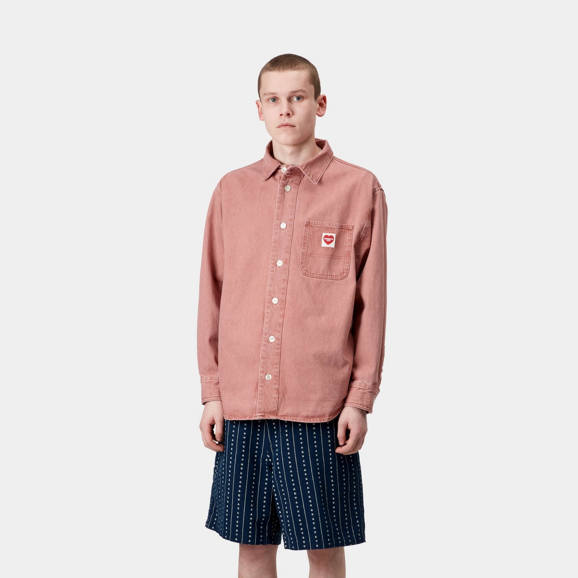 Nash Shirt for Men | Sulfur Red Enzyme Bleach Washed Vintage Cotton Tee - Casual Wear, Street Style, Everyday Outfit