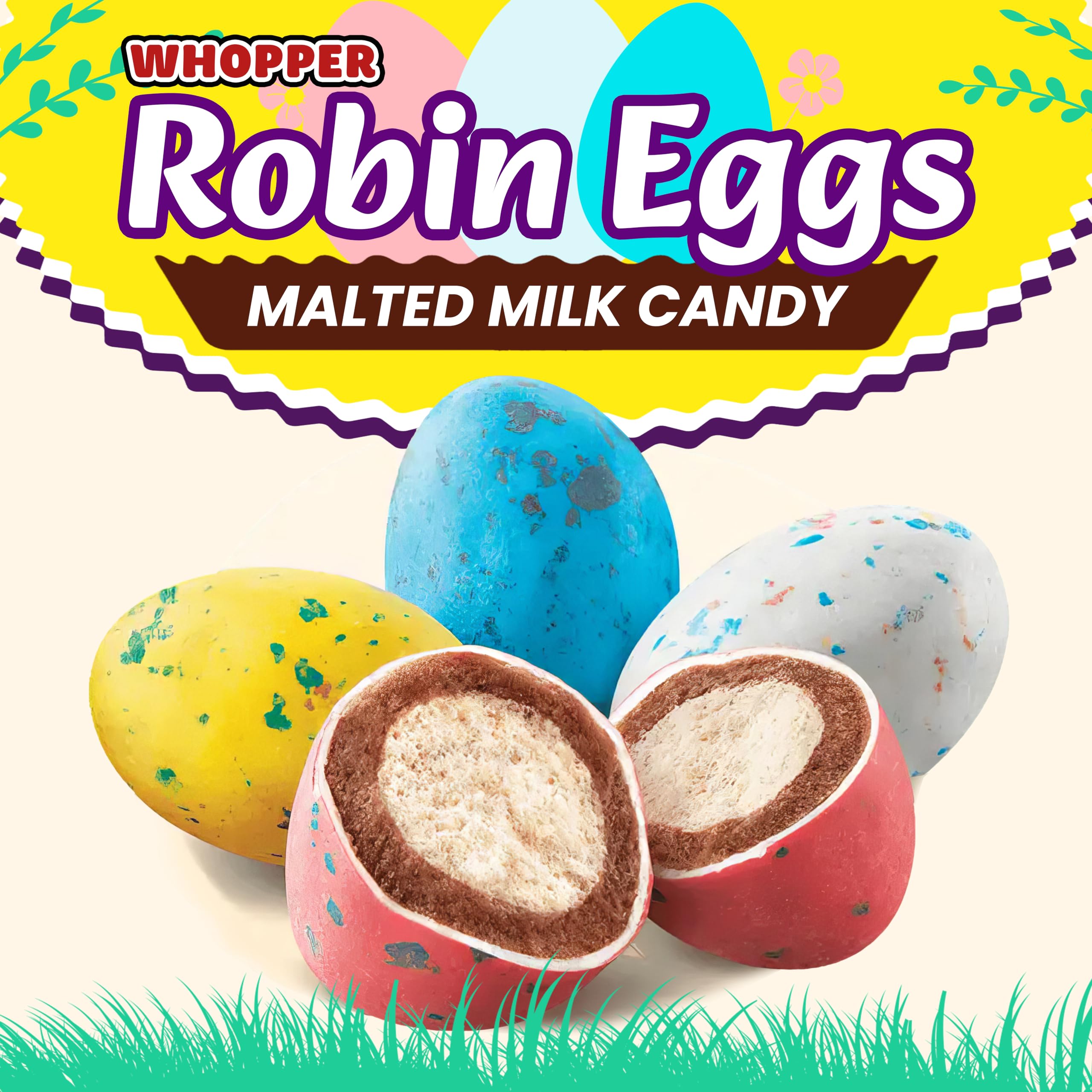 Robin Eggs Whoppers Chocolate Candy 9oz 4 Packs - Malted Milk Balls Easter Treats with Speckled Pastel Shells - Crunchy Easter Basket Stuffers for Kids & Adults - Perfect for Easter Celebrations, Party Favors, and Holiday Gift Giving
