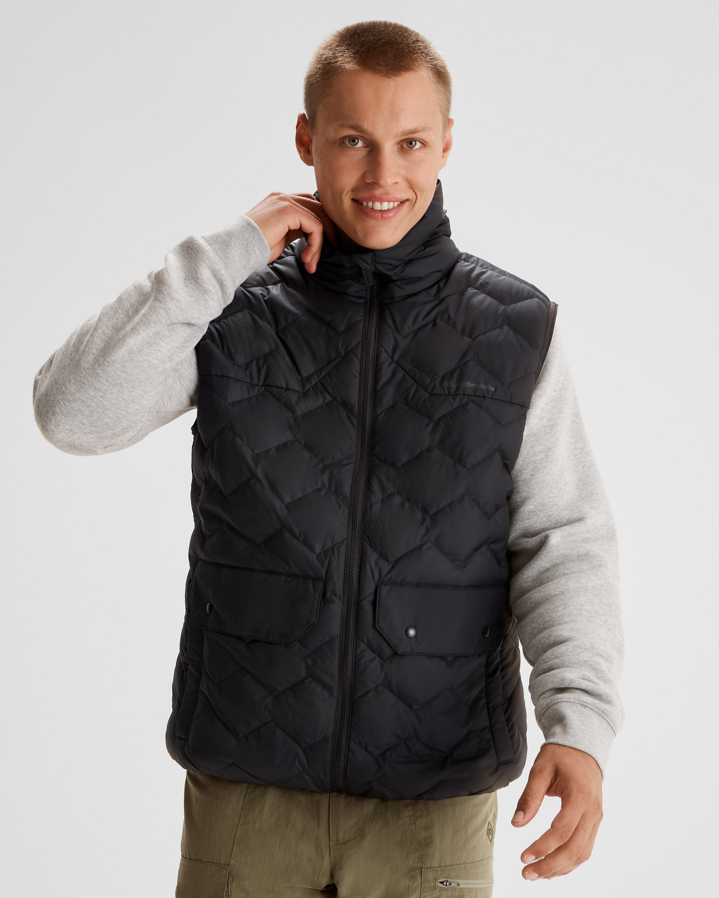 Men's Lightweight Down Vest - Black Stingray Color for Outdoor Activities & Casual Wear