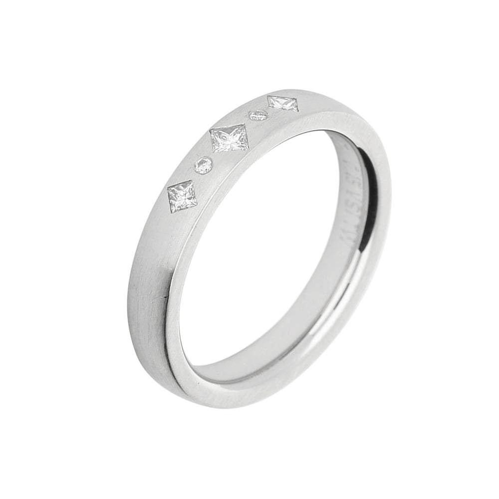 Platinum Multi-Stone TW VS1 0.15ct Diamond Ring - Size N | Elegant Wedding Band, Anniversary Gift & Engagement Jewelry for Women