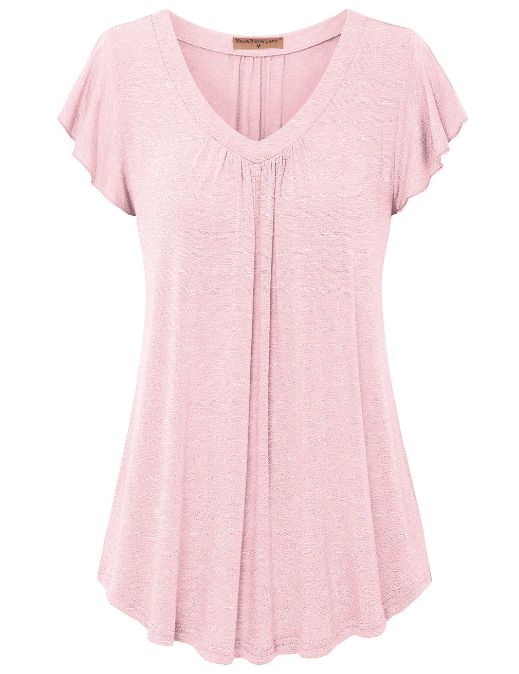 Women's Plus Size V-Neck Pleated Tunic Top with Ruffle Sleeves - Flowy Blouse for Casual Wear, Office & Date Night Outfits
