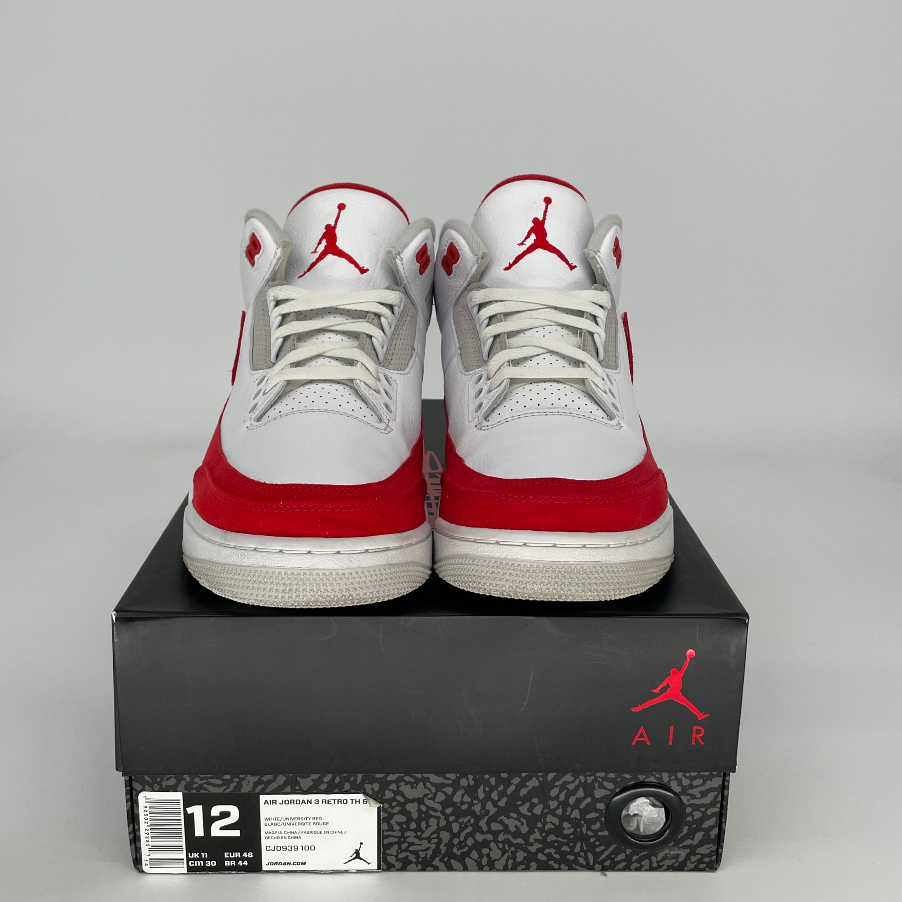 AIR JORDAN 3 Tinker White University Red Men's Basketball Shoes Size 12 - CJ0939-100 | Retro Sneakers for Casual Wear, Street Style & Basketball Games
