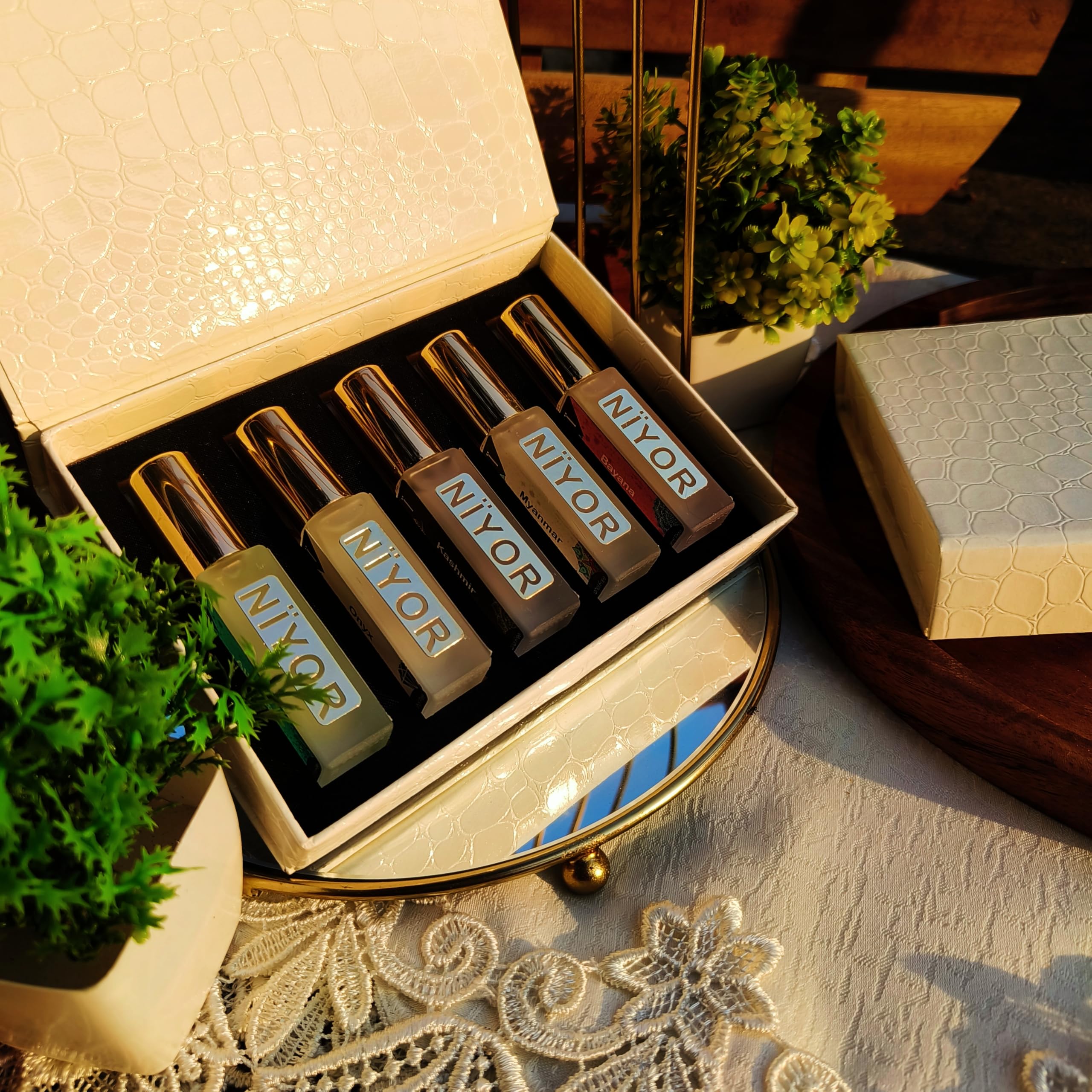 NIYOR Luxury Perfume Gift Set - 5 Pack Alcohol-Free Long Lasting Fragrance Spray | Travel Size Unisex Perfume (40ml) for Women & Men | Perfect for Daily Wear, Gifts & Travel