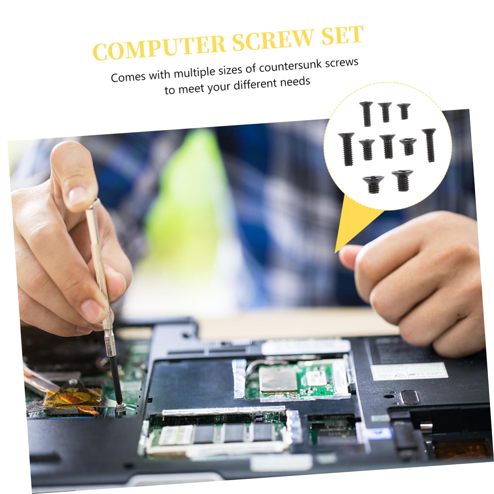 iplusmile 5 Sets Computer Repair Screws Kit - Flat Head Self-Tapping Screws, Bolts & Accessories for Laptop, Notebook, and PC Maintenance - Carbon Steel Grade 4.8 - Ideal for DIY Tech Repairs and Upgrades