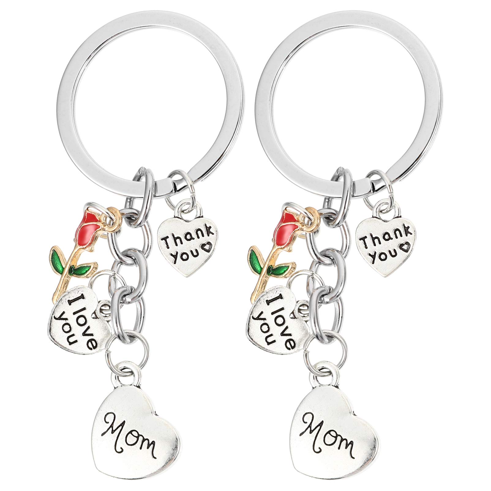 VALICLUD 2-Piece Mother's Day Keychain Set - Heart Shaped Thank You Mom Keyring, Appreciation Gift for Mom from Daughter or Son - Perfect for Purse, Backpack, Car Keys & Women's Gifts (Ideal for Mother's Day, Birthday, Christmas & Special Occasions)
