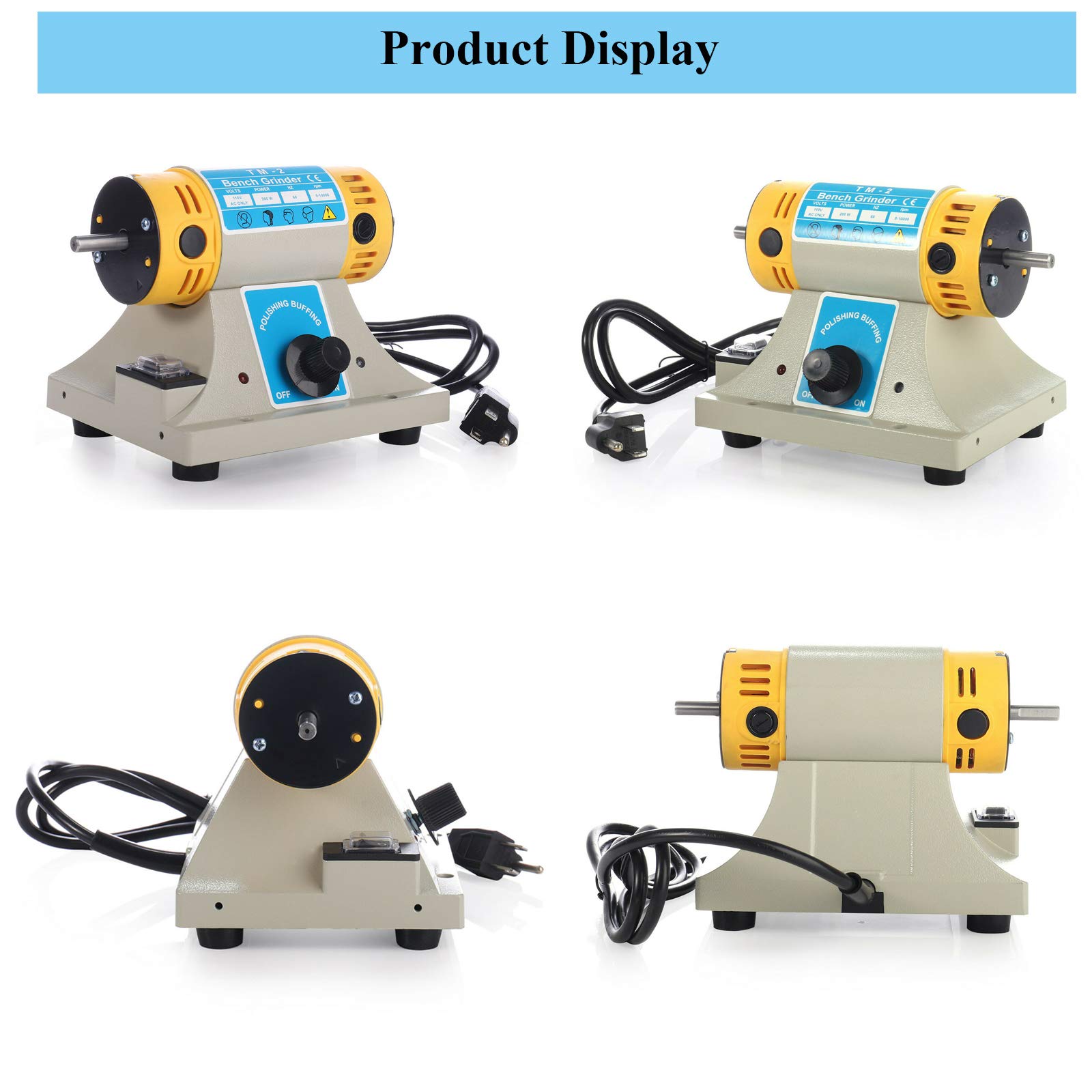 Professional Bench Polisher - 10000r/min Jewelry Gem Polishing Grinding Buffer Machine with 350W Motor & 110V Power - Mini Bench Lathe Tool Kit for Jewelers & DIY Crafts - Perfect for Jewelry Making, Metal Polishing & Small Workshop Projects