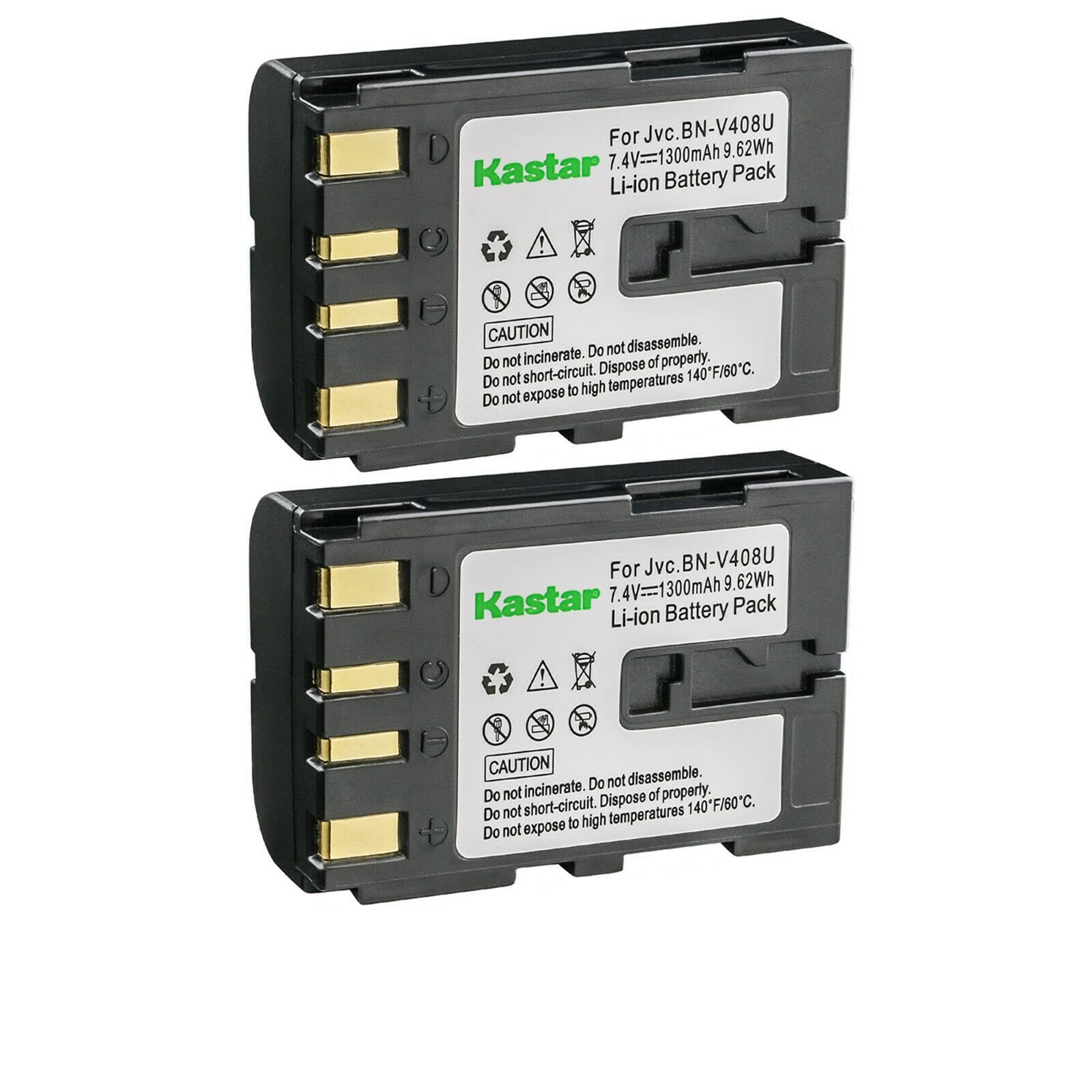 Kastar BN-V408 2-Pack Replacement Battery for JVC GR-D90/D91/D92/D93/D94/D95/D200/D220/D225/D230 Cameras - Compatible with GR-D90U/GR-D90US/GR-D91US/GR-D93US/GR-D94US/GR-D95US Models - Perfect for Travel, Vlogging & Outdoor Photography