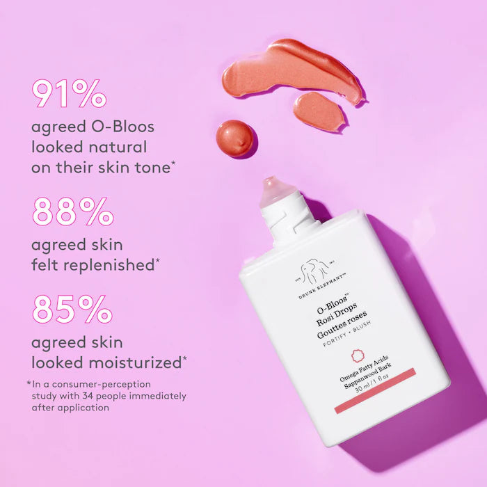 Drunk Elephant Rosi Glow Drops Vitamin F Liquid Blush - Hydrating Cheek Tint for Natural Flush | Perfect for Daily Makeup & No-Makeup Looks